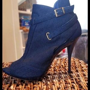 Promise Dark Denim Peep Toe Stiletto Ankle Booties